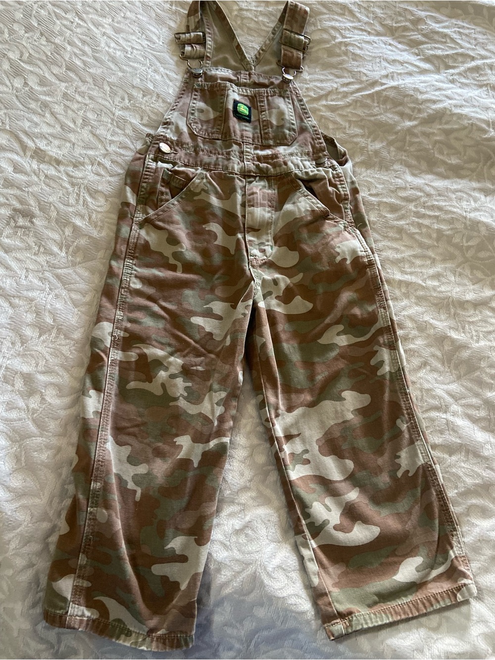 John Deere Camouflage Kids Overalls in Brown and Green